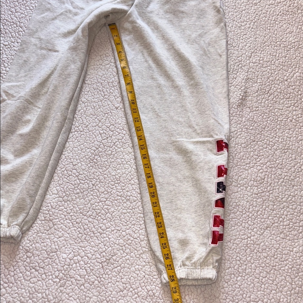 PINK LoveShackFancy Cream Drawstring Joggers with Pink Lettering - Picture 7 of 9